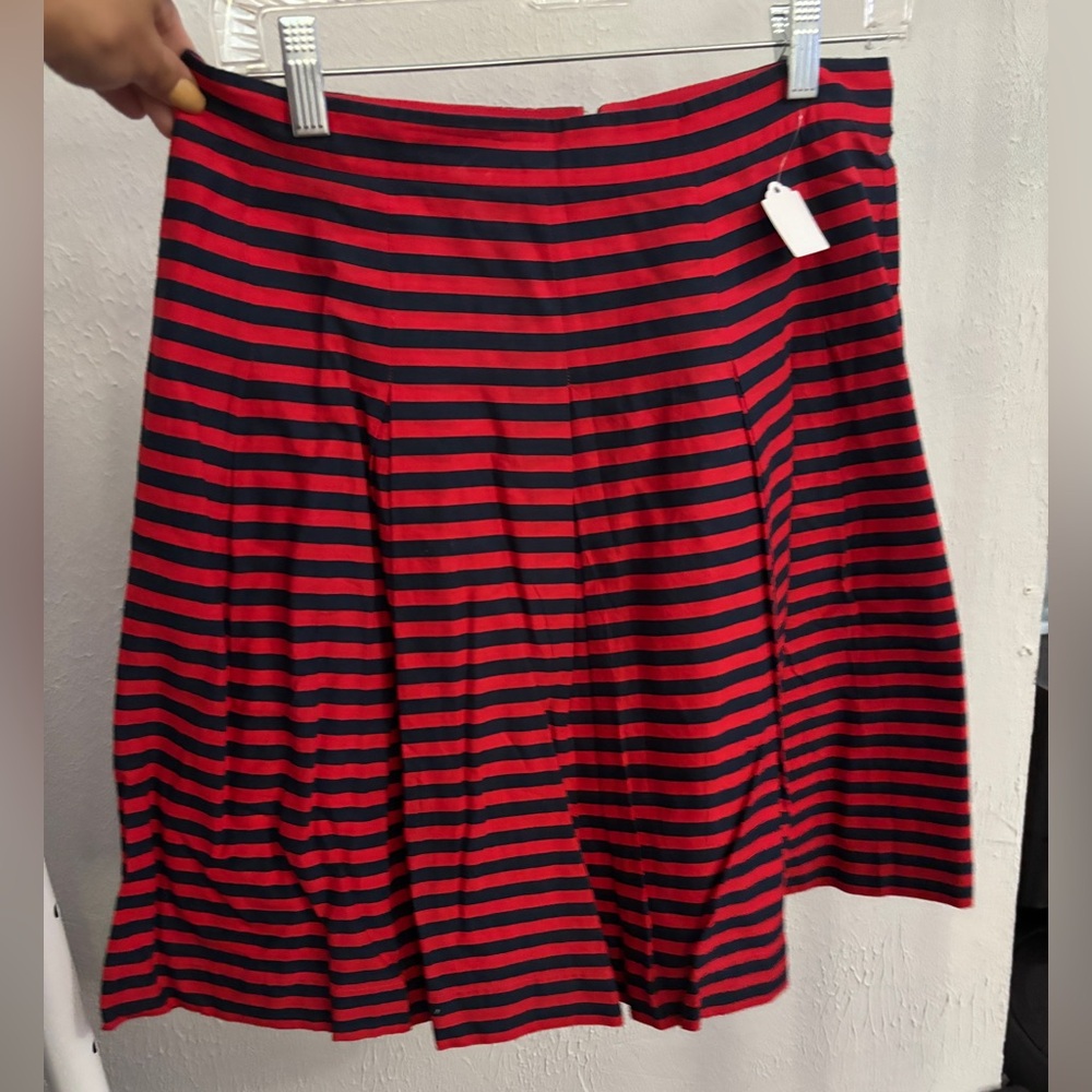 J. Crew Red and Black Striped A-Line Skirt